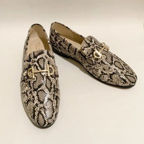 COLE HAAN Modern Classics Bit Loafer Python Rama Printed Leather Flat Shoes 9 - Picture 11 of 12
